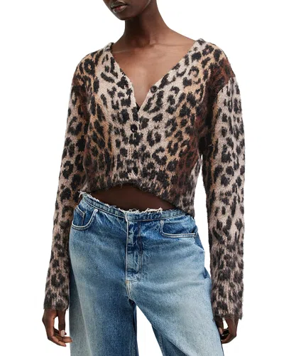 Allsaints Wick Lex Cardigan In Leopard Brown