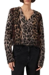Allsaints Wick Lex Leopard Jacquard Cardigan In Multi