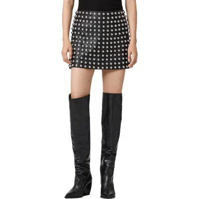 ALLSAINTS ALLSAINTS WILDER STUD EMBELLISHED LEATHER MINISKIRT