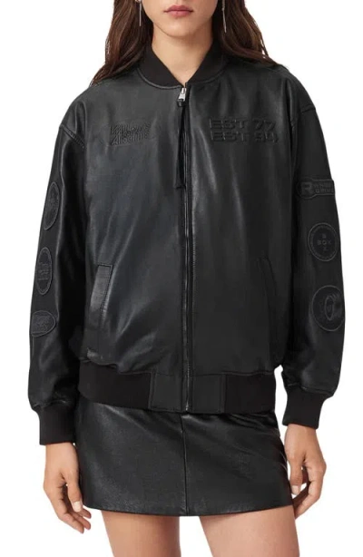 ALLSAINTS WILLIAMS F1 RACING X ALLSAINTS BELLE LEATHER BOMBER JACKET