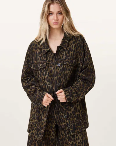 Allsaints Willow Leopard Print Denim Jacket