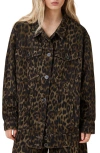 Allsaints Willow Leopard Print Denim Jacket In Black