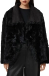 Allsaints Wilton Reversible Genuine Shearling Coat In Black