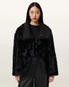 Allsaints Wilton Reversible Genuine Shearling Coat In Black