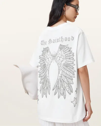 Allsaints Wings Boyfriend Relaxed Fit T-shirt In Optic White