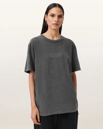 Allsaints Wings Graphic Oversized T-shirt In Gray