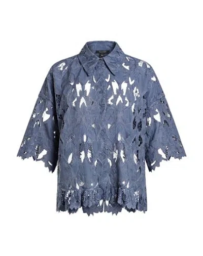 Allsaints Woman Shirt Slate Blue Size 2 Recycled Polyester, Organic Cotton