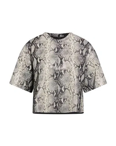 Allsaints Woman Top Grey Size 8 Goat Skin In Gray