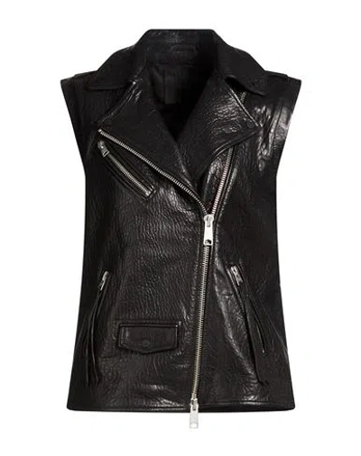 Allsaints Woman Vest Black Size S Sheepskin