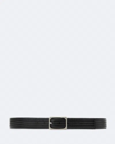 Allsaints Women's Alli Stitched Leather Bar-buckle Belt In Black