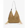Allsaints Womens Almond Sabine Tassel-embellished Cotton Shoulder Bag In Brown