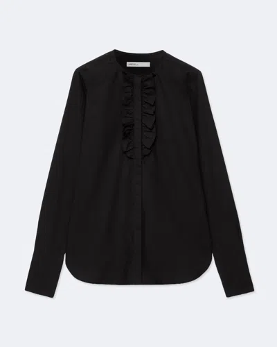Allsaints Women's Amara Cotton-blend Ruffle Shirt In Black
