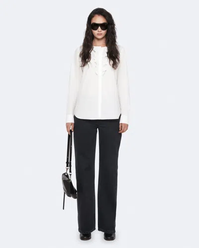 Allsaints Women's Amara Cotton-blend Ruffle Shirt In White
