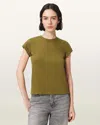 Allsaints Womens Khaki Green Anna Relaxed-fit Short-sleeve Cotton T-shirt