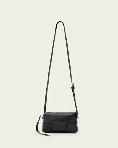 Allsaints Ares Micro Leather Crossbody In Black
