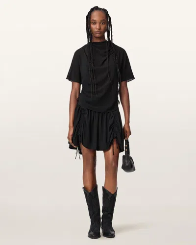Allsaints Aria Check Mini Skirt In Black