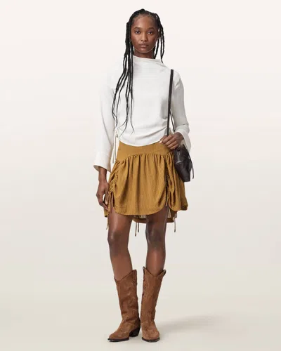 Allsaints Aria Check Mini Skirt In White