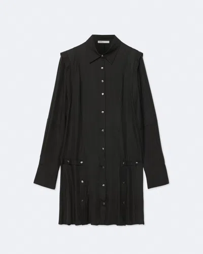 Allsaints Women's Artemis Silk-blend Mini Shirt Dress In Black