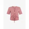 Allsaints Gigi Cutout Drawstring Tee In Ash Rose Pink