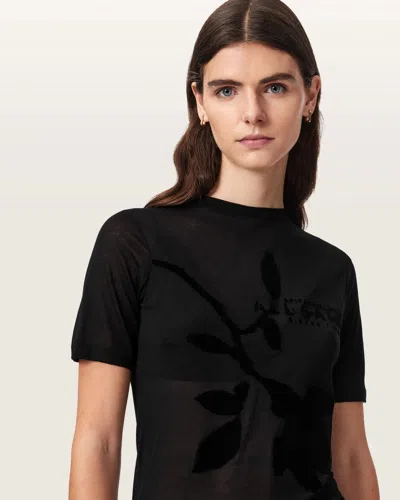 Allsaints Women's Athea Graphic Sheer T-shirt In Black