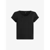 Allsaints Womens Black Anna V-neck Organic-cotton T-shirt In Jet Black