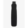 Allsaints Cassidy Embellished Trim Midi Dress In Black