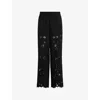 ALLSAINTS CHARLI LACE-EMBROIDERED ELASTICATED-WAIST WOVEN TROUSERS