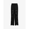 Allsaints Charli Embroidered Straight Fit Pants In Black