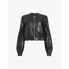 Allsaints Womens Black Everly Bomber Leather Jacket In Black