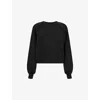 Allsaints Womens Black Ewelina Ladder-trim Relaxed-fit Organic-cotton Sweatshirt