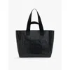 Allsaints Womens Black Izzy Logo-print Leather Tote Bag In Black