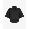 Allsaints Joanna Relaxed Fit Cropped Shirt In Black