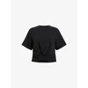 ALLSAINTS ALLSAINTS WOMEN'S BLACK MALLINSON CROSS-OVER CROPPED COTTON T-SHIRT