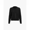 Allsaints Womens Black Ridley Relaxed-fit Laddered Stretch Alpaca And Wool-blend Jumper