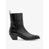 Allsaints Bazely Pointed Toe Leather Boots In Black Shine