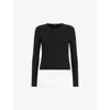 Allsaints Womens Black Stevie Round-neck Long-sleeve Cotton T-shirt Xs
