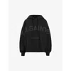 Allsaints Womens Black Talon Graphic-print Relaxed-fit Organic-cotton Hoody