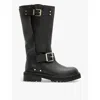 Allsaints Jade Knee High Lug Sole Boot In Black/warm Bra
