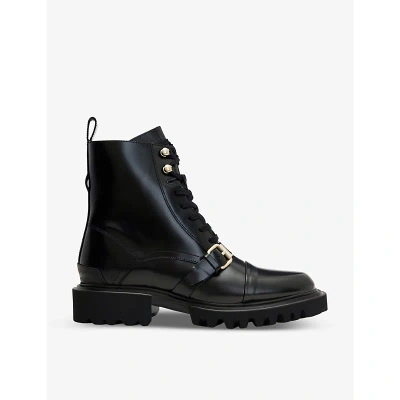 Allsaints Tori Leather Ankle Boots In Black/warm Bra