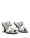 Allsaints Women's Camille Mule Square Toe High Heel Sandals In Metallic Silver