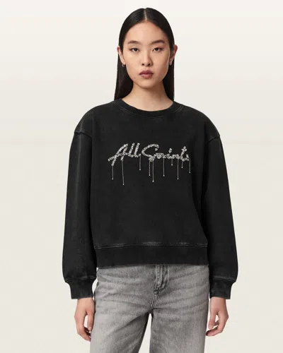 Allsaints Chains Pippa Embellished Sweatshirt In Black