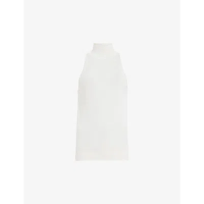 Allsaints Connie Merino Wool Roll Neck Top In Chalk White