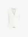 ALLSAINTS ALLSAINTS WOMEN'S CHALK WHITE CRUZ V-NECK RIBBED KNITTED WAISTCOAT