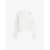 Allsaints Womens Chalk White Ewelina Ladder-trim Relaxed-fit Organic-cotton Sweatshirt