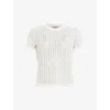 Allsaints Womens Chalk White Karma Stevie Slim-fit Short-sleeve Knitted T-shirt