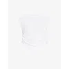 Allsaints Womens Chalk White Sonny Logo-print Side-tie Organic-cotton Tank In Chalk White
