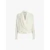 Allsaints Womens Chalk White Wasson Pirate-wear Merino-wool Cardigan
