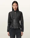 Allsaints Clo Pleated Leather Jacket In Black