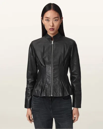 ALLSAINTS CLO PLEATED LEATHER JACKET