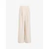 Allsaints Womens Cream White Deri Lyn Wide-leg Mid-rise Woven Trousers